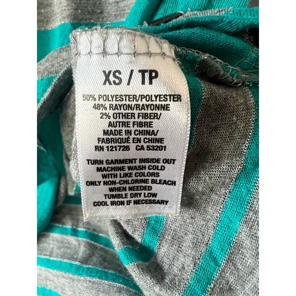 Aeropostale Top Women's XS Teal Gray Striped Henley Teen Preppy Y2K Long Sleeve - Picture 3 of 4